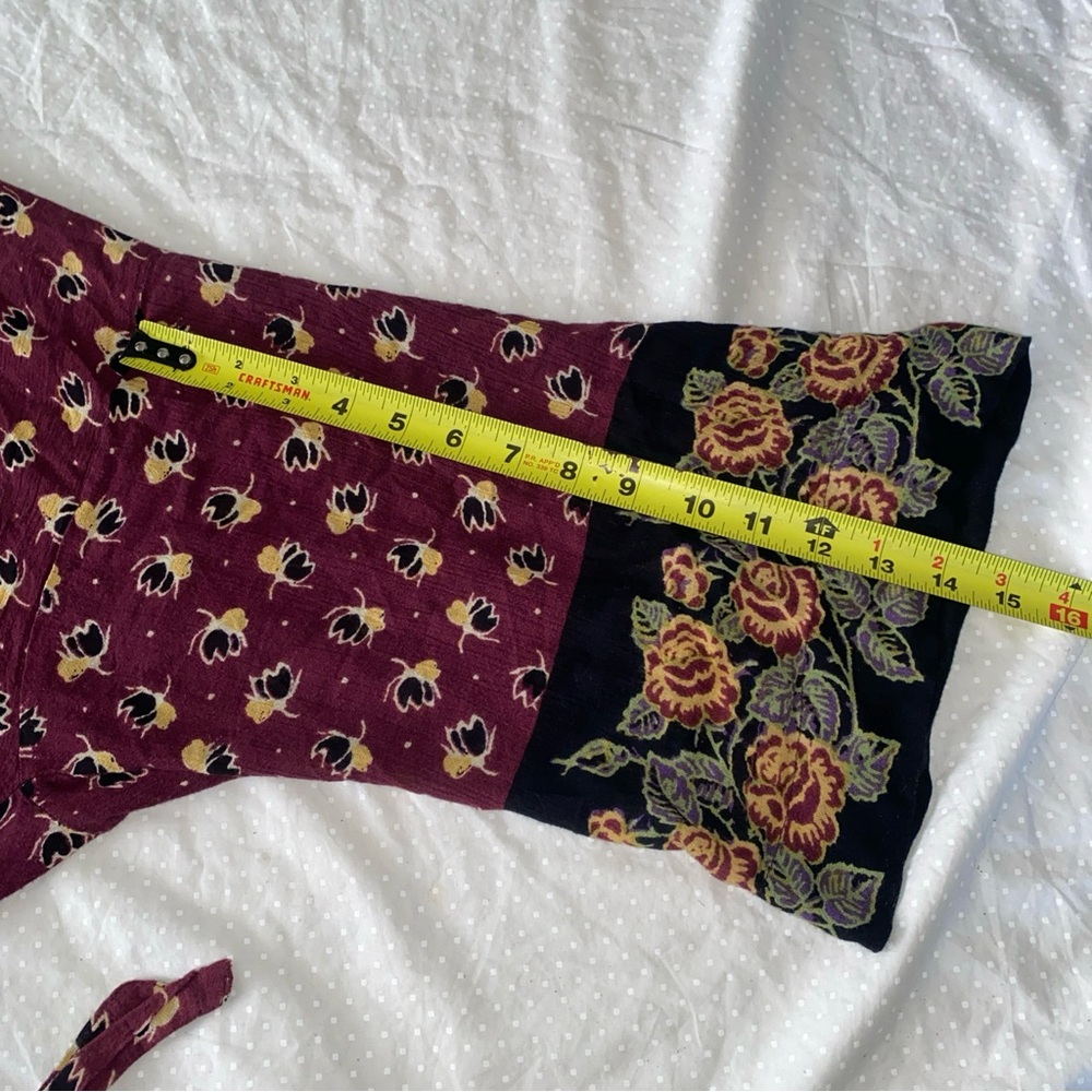 Women's Burgundy Floral Kimono Robe - Picture 9 of 10